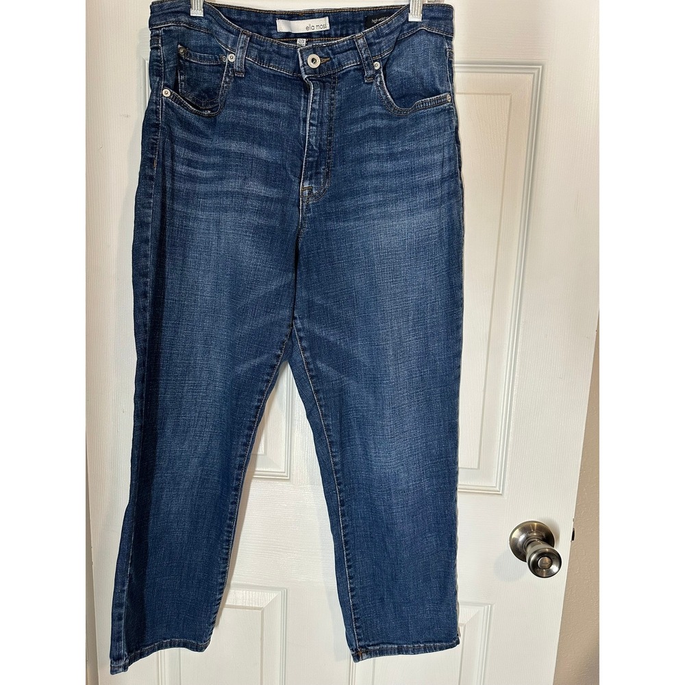 Ella‎ Moss Womens Size 12 High Waisted Straight Leg Jeans Medium Wash Blue Denim